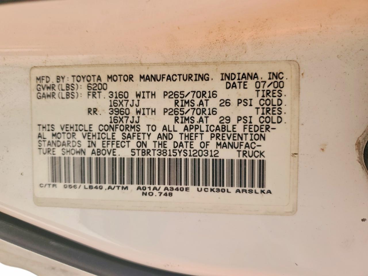 2000 TOYOTA TUNDRA
