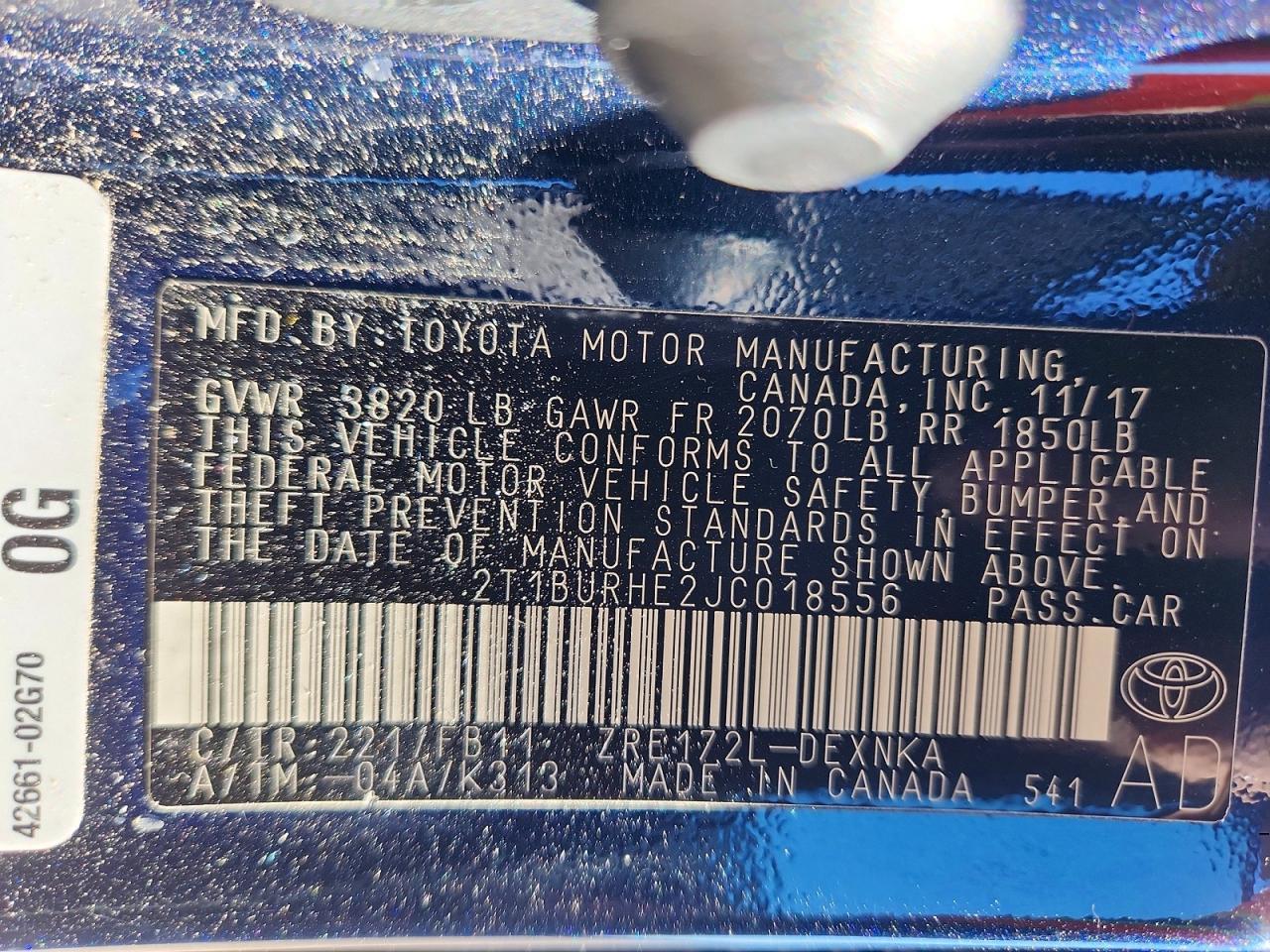 2018 TOYOTA COROLLA