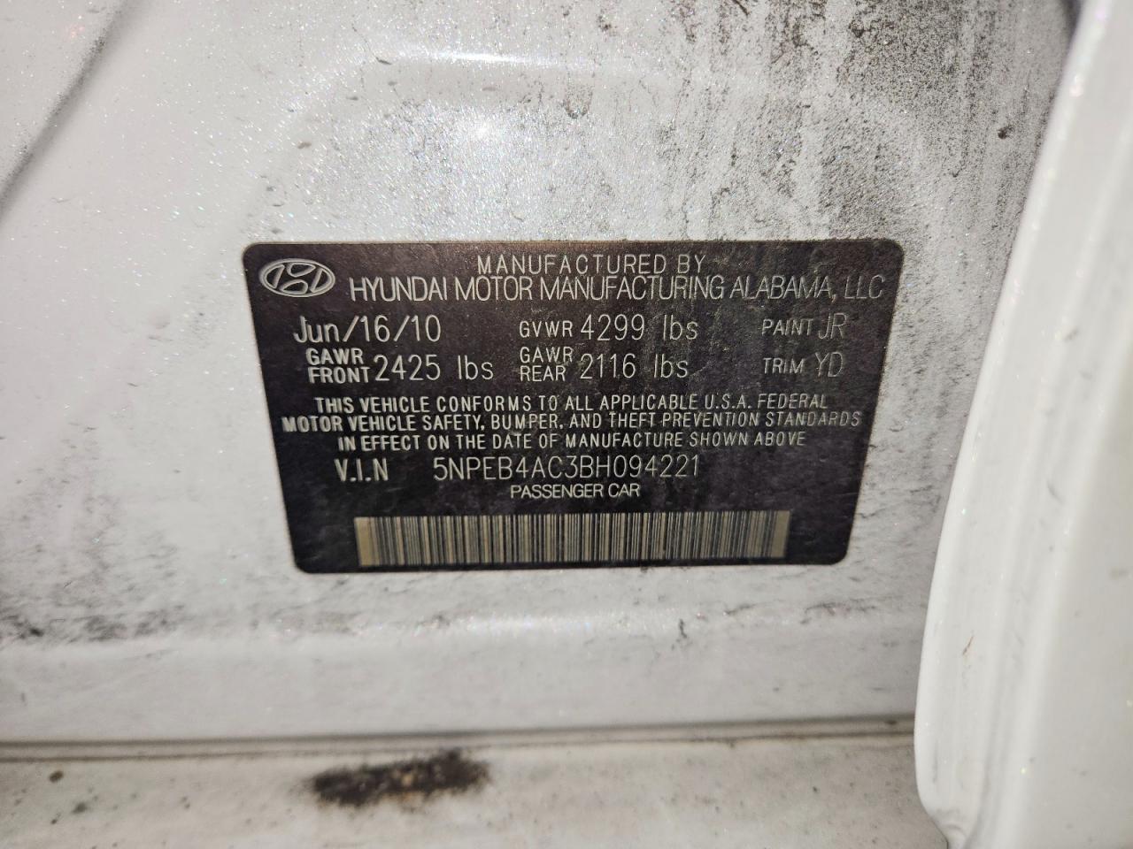 2011 HYUNDAI SONATA