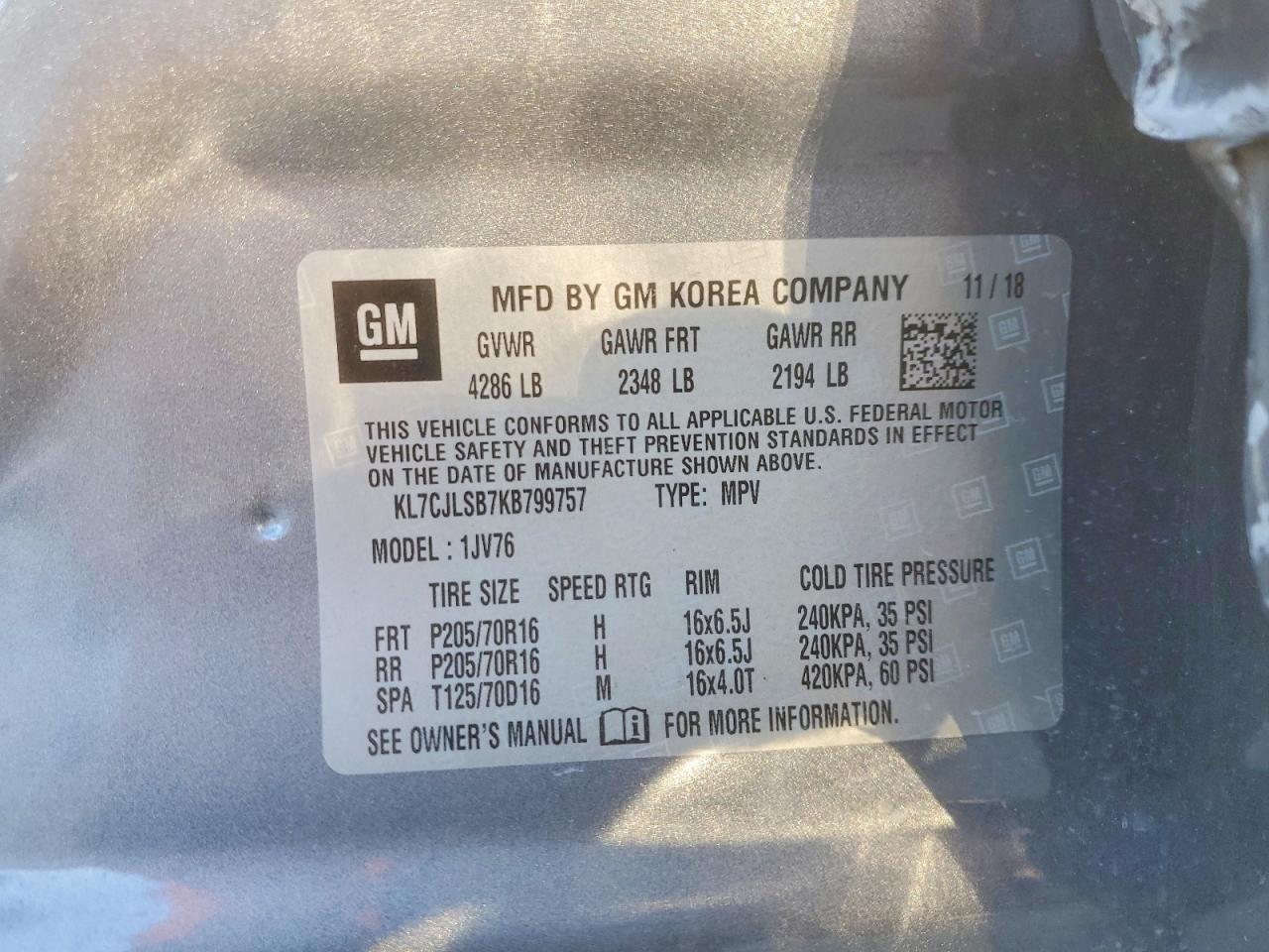 2019 CHEVROLET TRAX