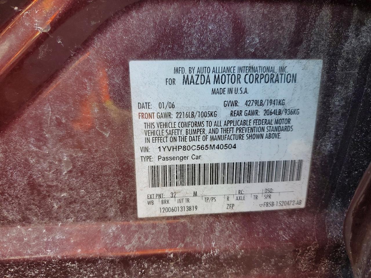 2006 MAZDA 6
