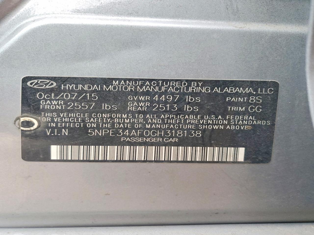 2016 HYUNDAI SONATA