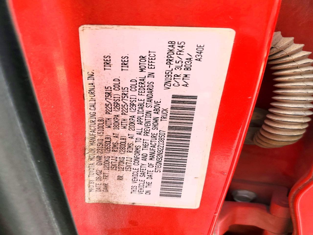 2002 TOYOTA TACOMA