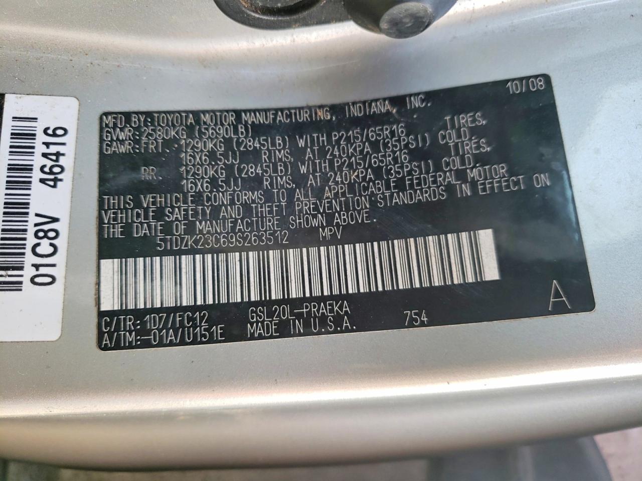 2009 TOYOTA SIENNA