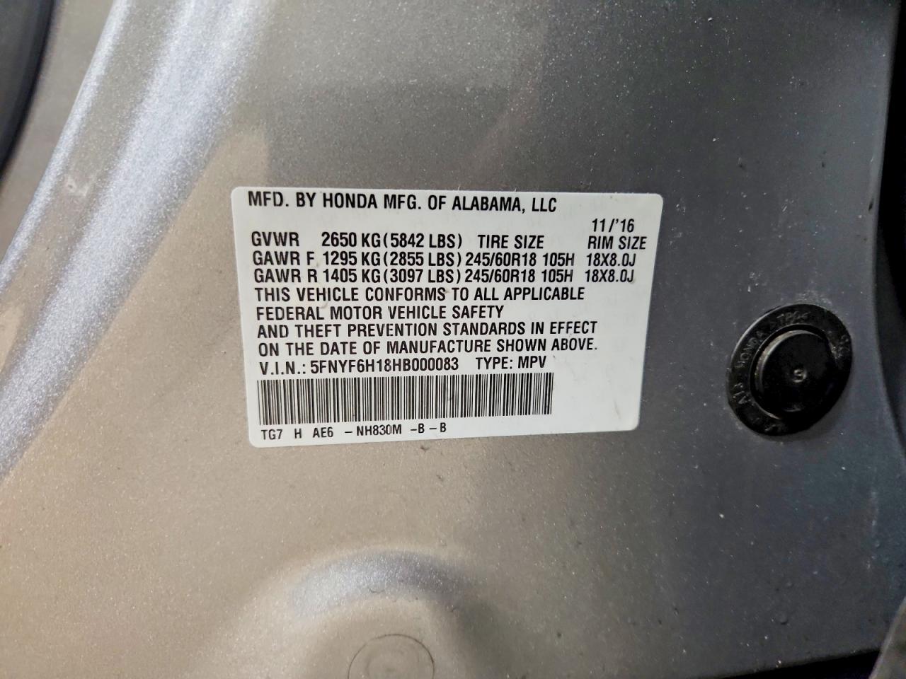 2017 HONDA PILOT