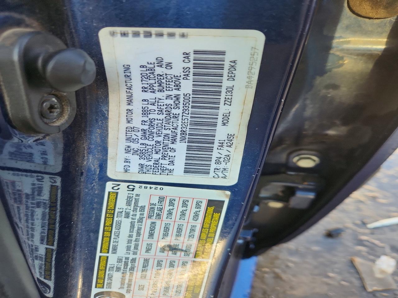 2007 TOYOTA COROLLA