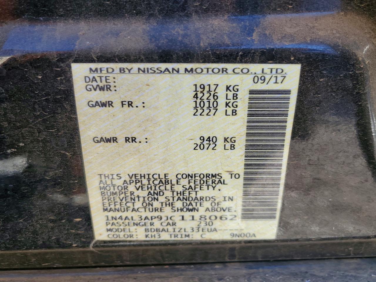 2018 NISSAN ALTIMA