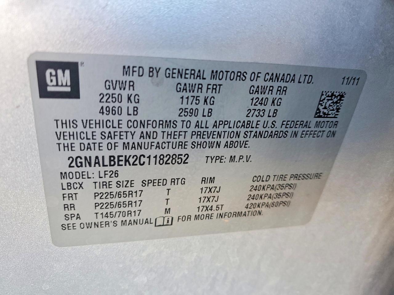 2012 CHEVROLET EQUINOX