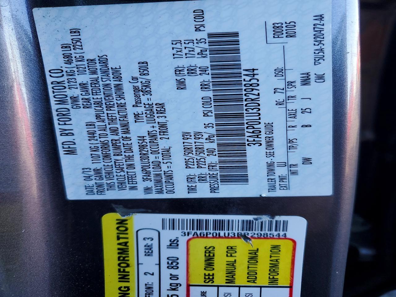 2013 FORD FUSION
