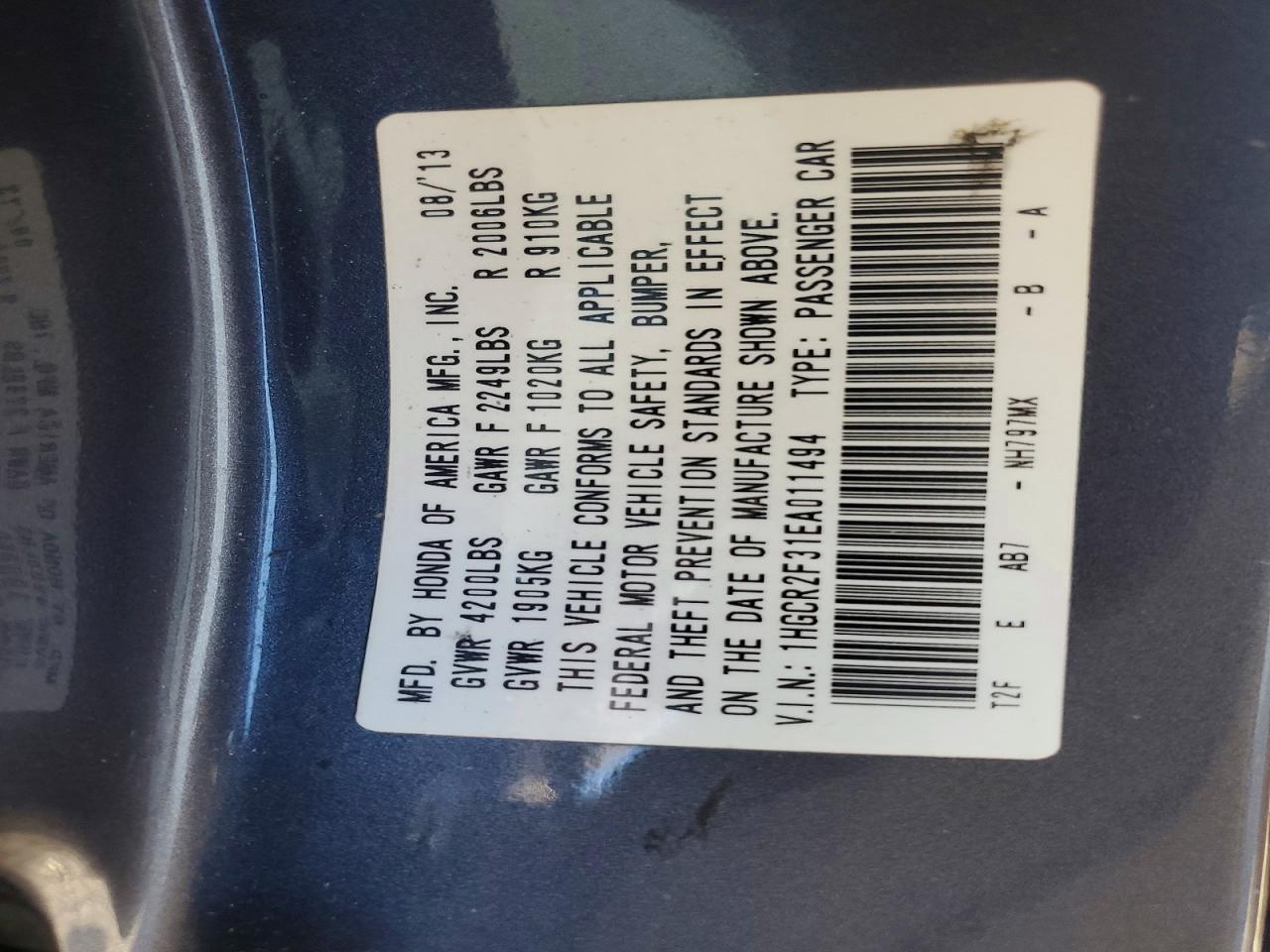 2014 HONDA ACCORD