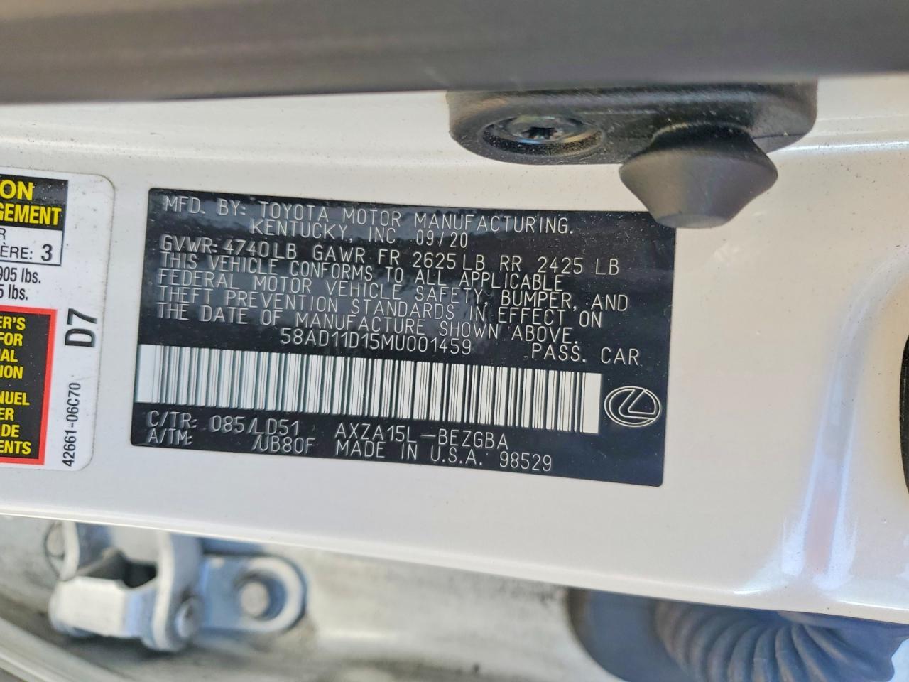 2021 LEXUS ES 250