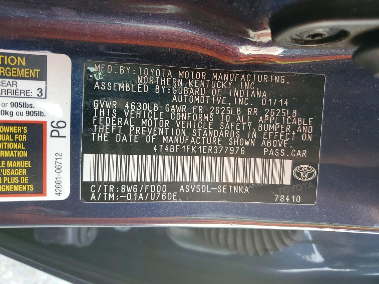 2014 TOYOTA CAMRY