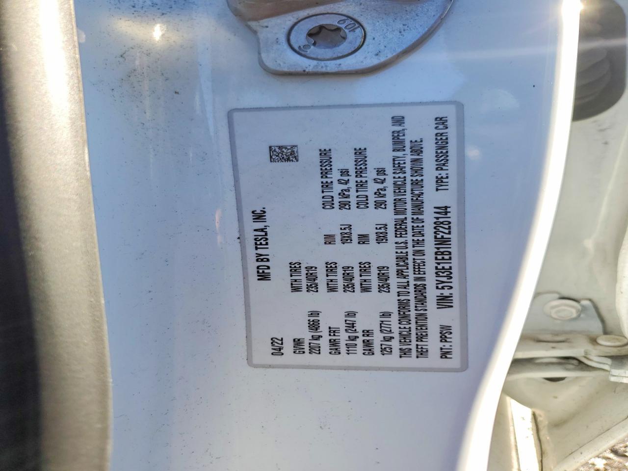 2022 TESLA MODEL 3