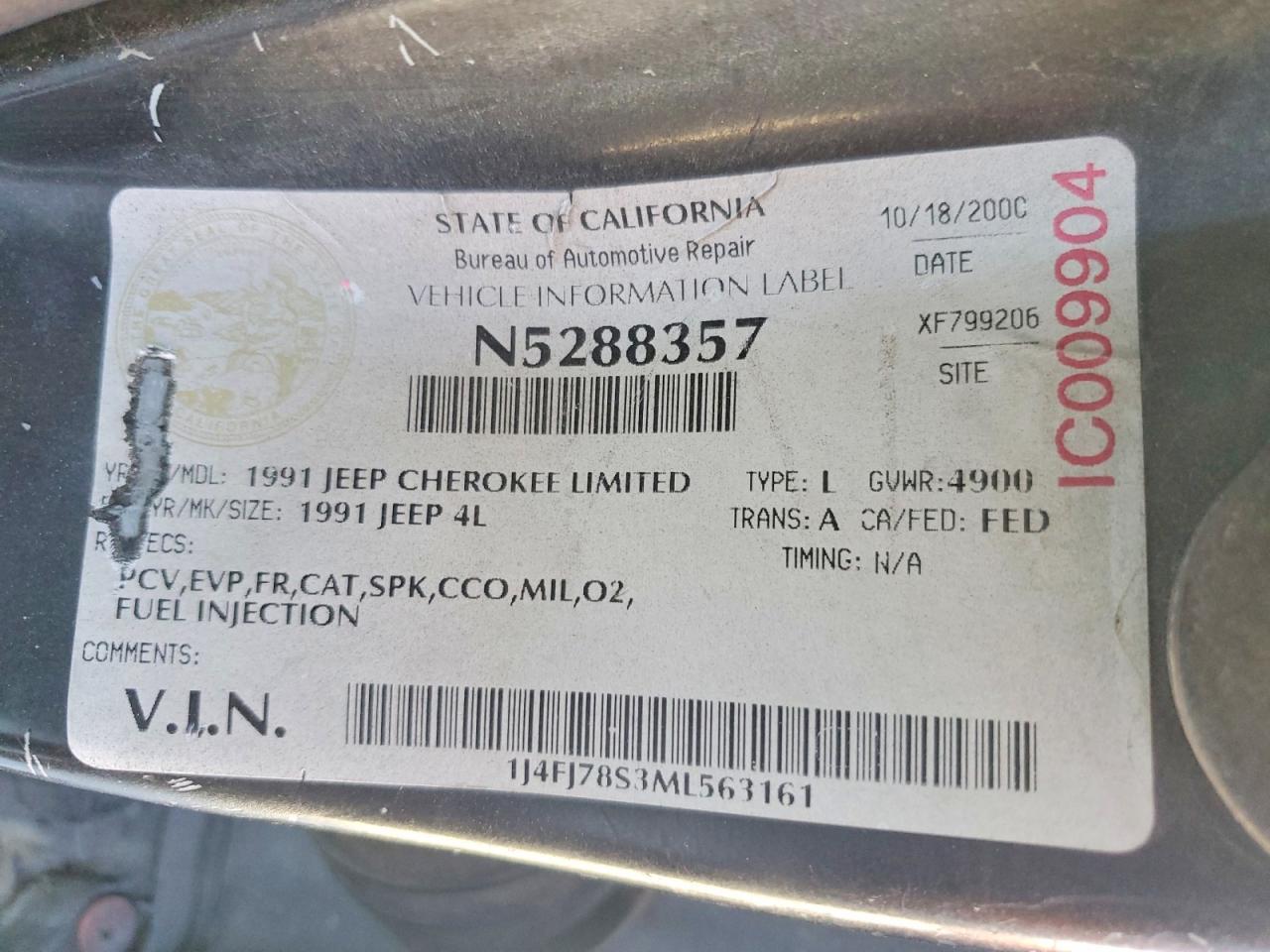 1991 JEEP CHEROKEE