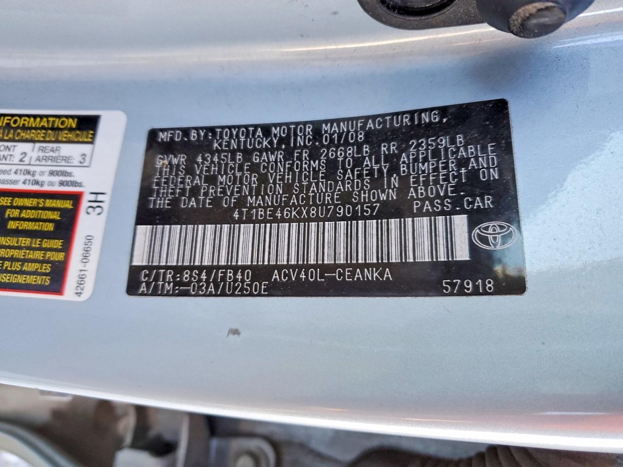 2008 TOYOTA CAMRY