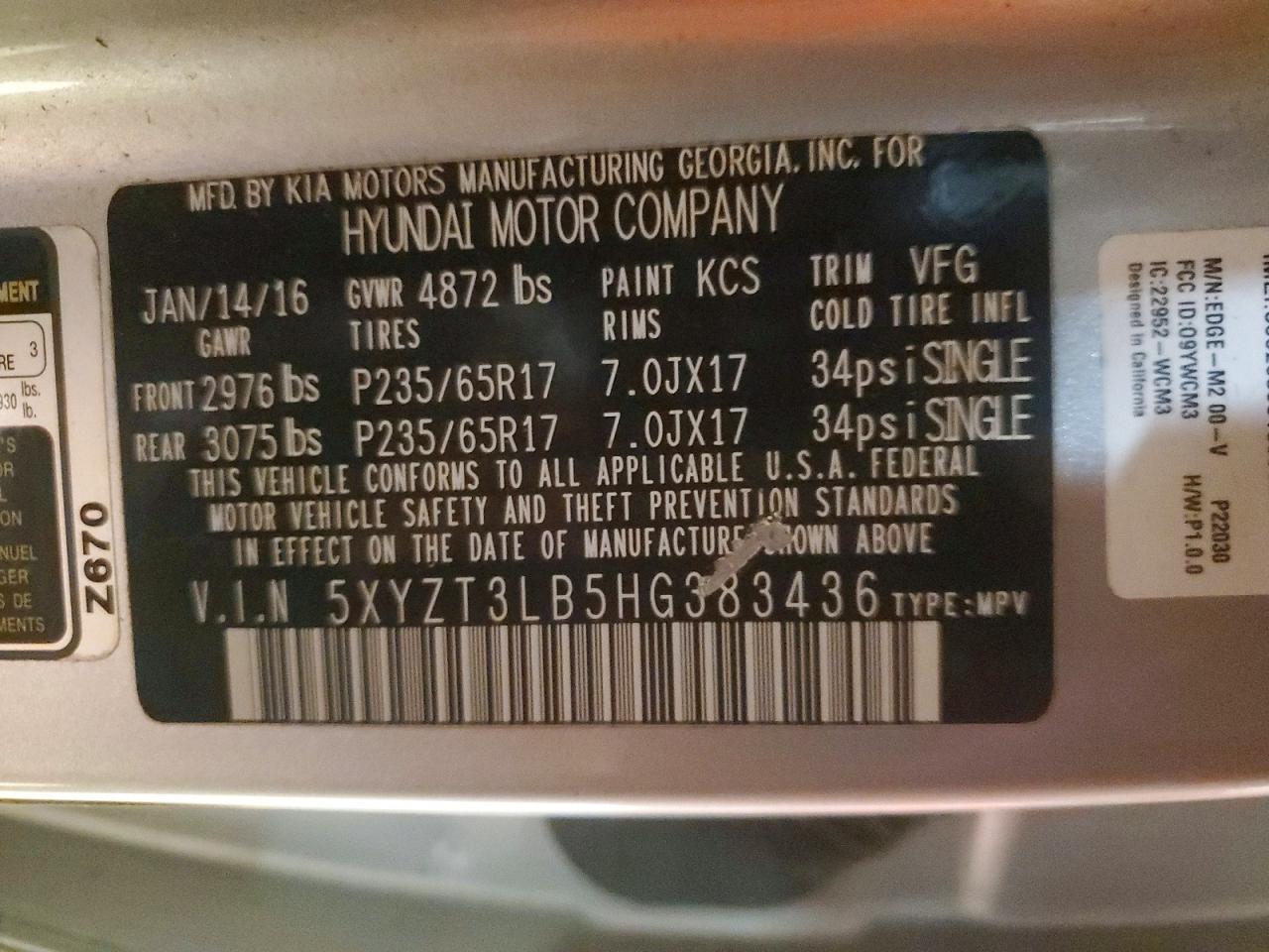 2017 HYUNDAI SANTA FE