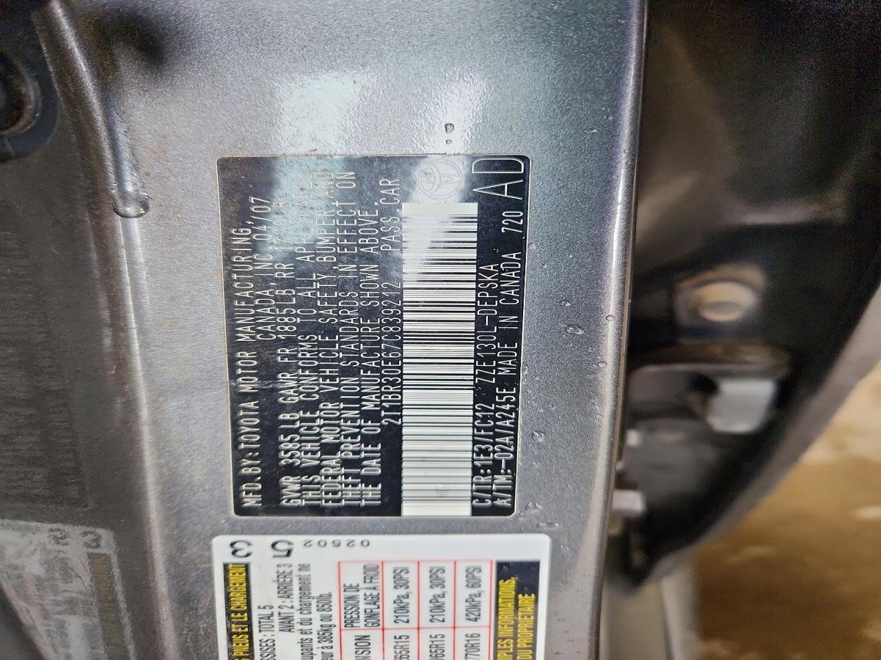 2007 TOYOTA COROLLA