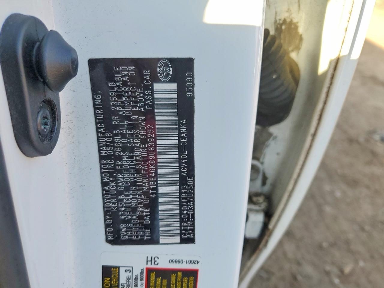 2009 TOYOTA CAMRY