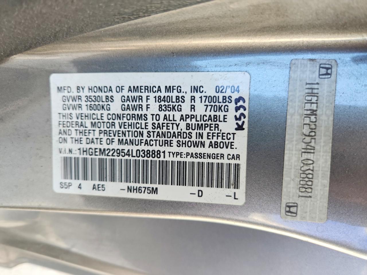 2004 HONDA CIVIC