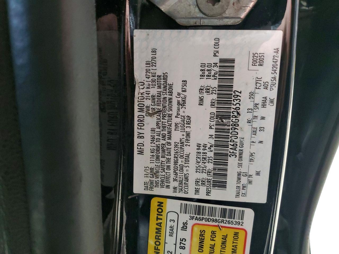2016 FORD FUSION