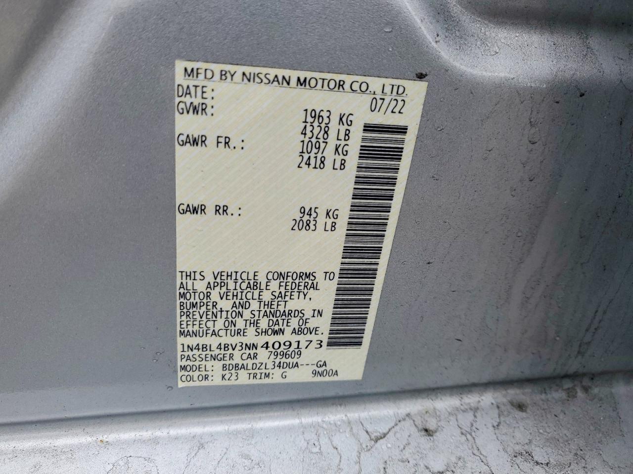 2022 NISSAN ALTIMA