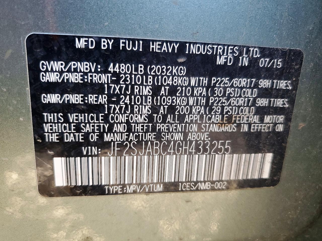 2016 SUBARU FORESTER