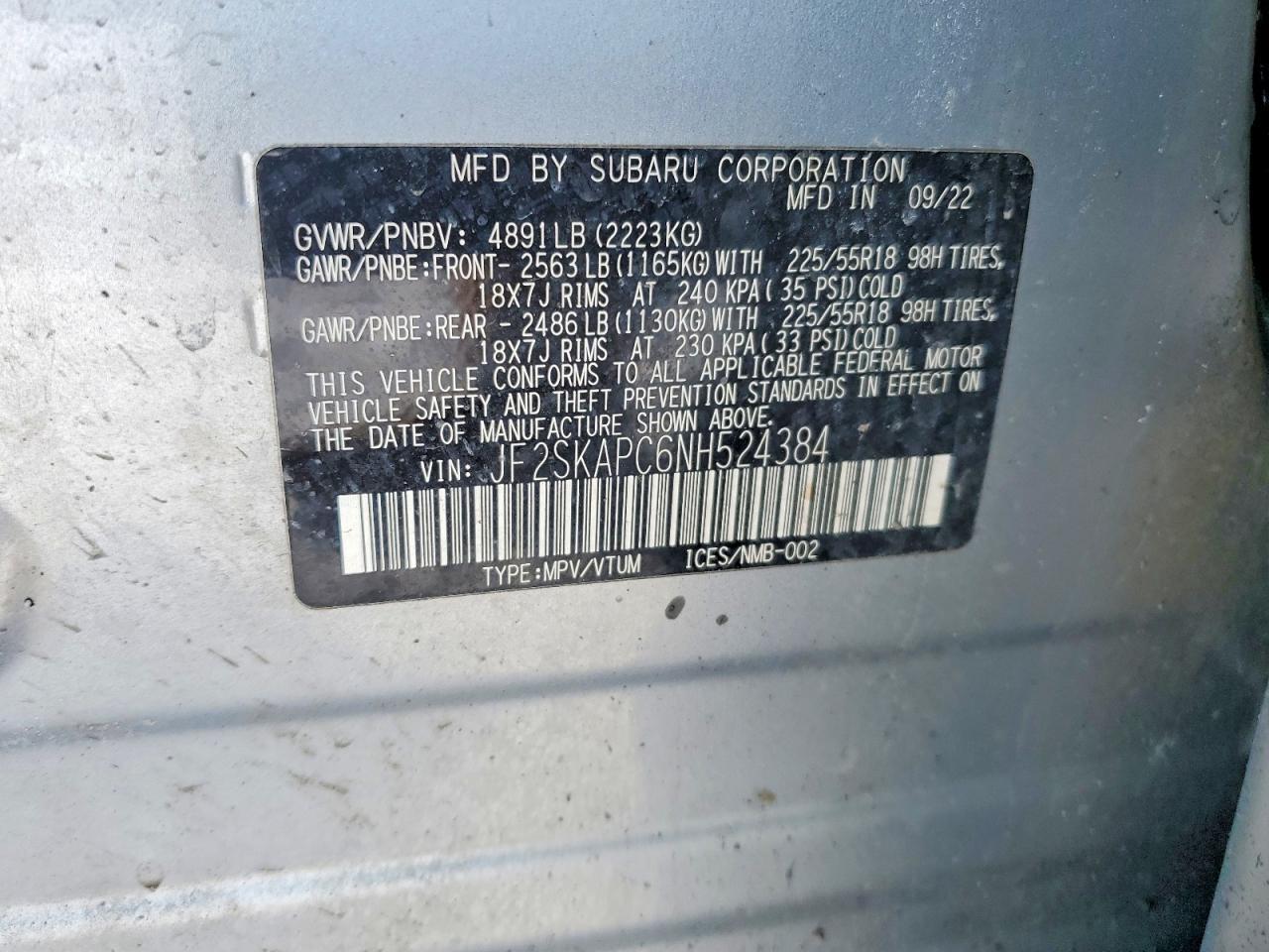 2022 SUBARU FORESTER