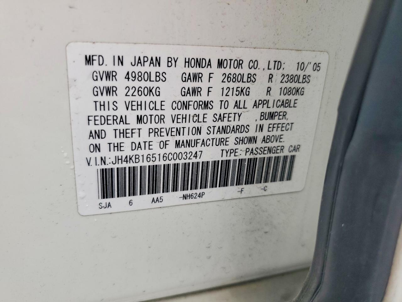 2006 ACURA RL