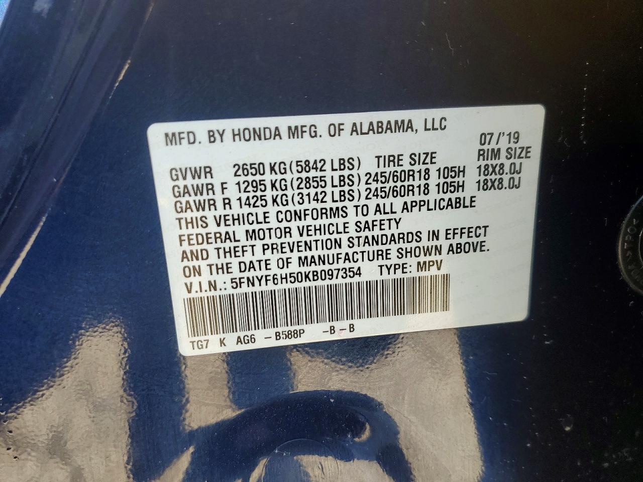 2019 HONDA PILOT