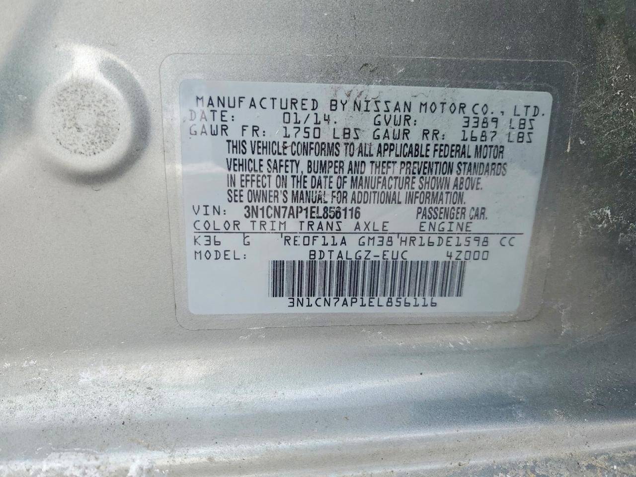 2014 NISSAN VERSA