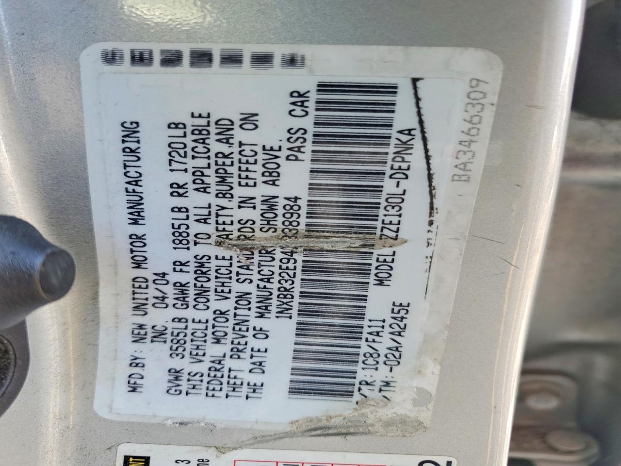 2004 TOYOTA COROLLA