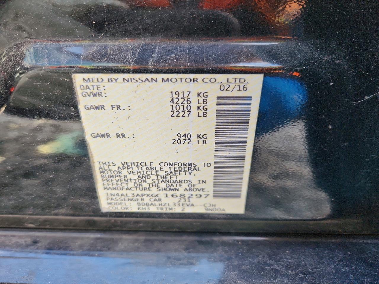 2016 NISSAN ALTIMA