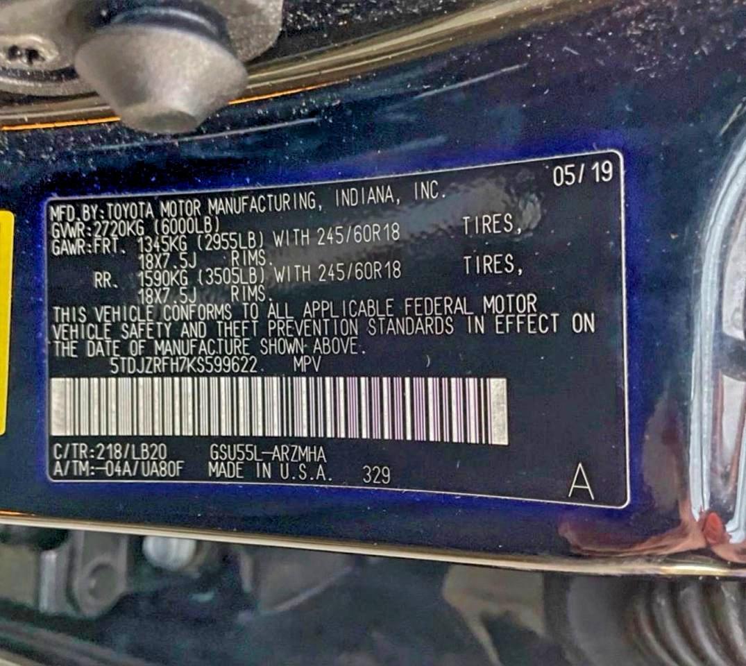 2019 TOYOTA HIGHLANDER