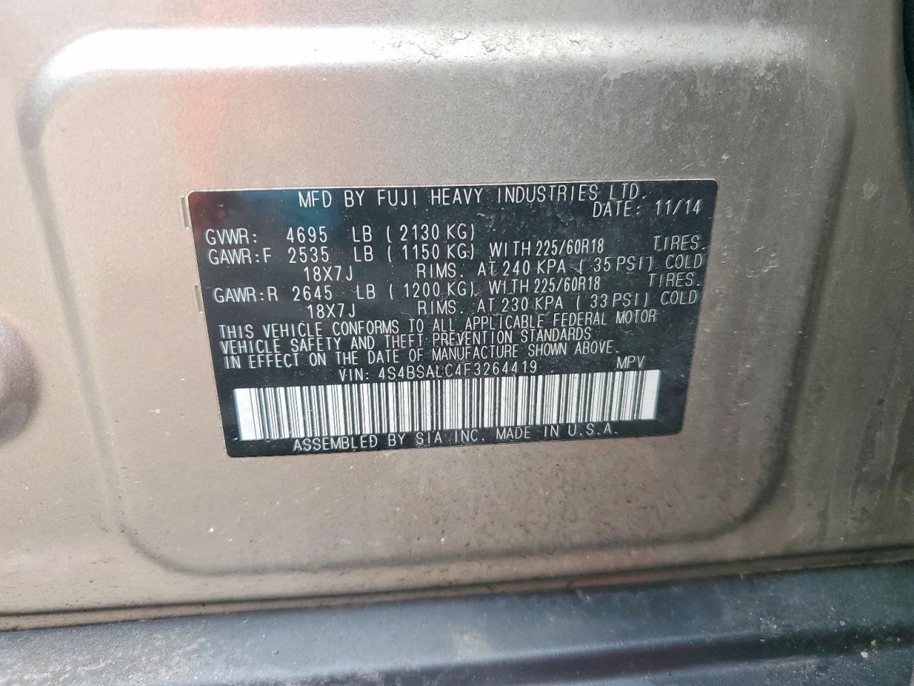 2015 SUBARU Outback
