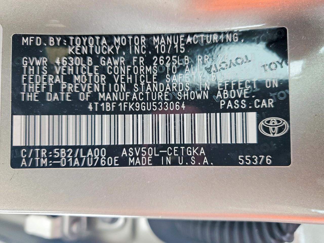 2016 TOYOTA CAMRY