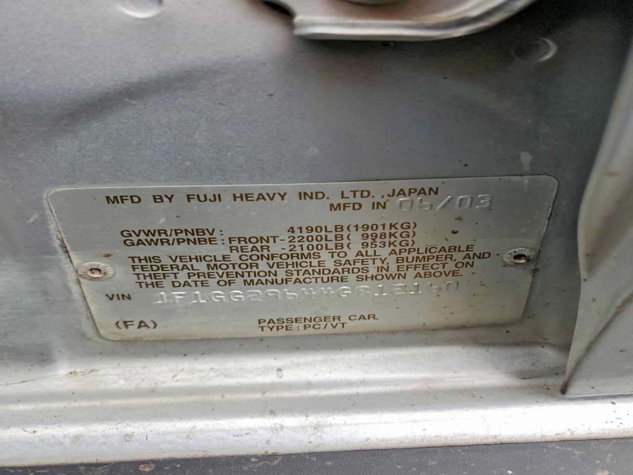 2004 SUBARU IMPREZA
