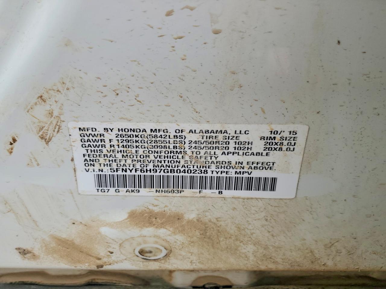 2016 HONDA PILOT