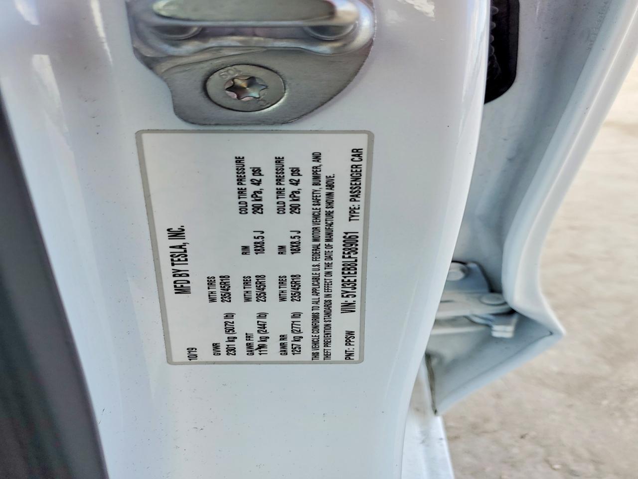 2020 TESLA MODEL 3
