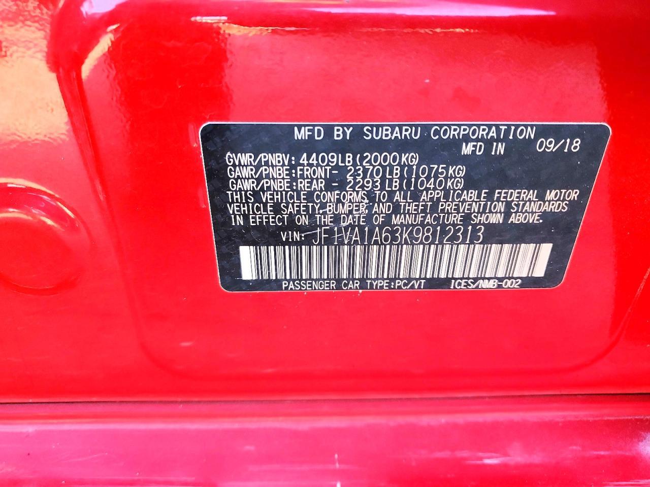 2019 SUBARU WRX