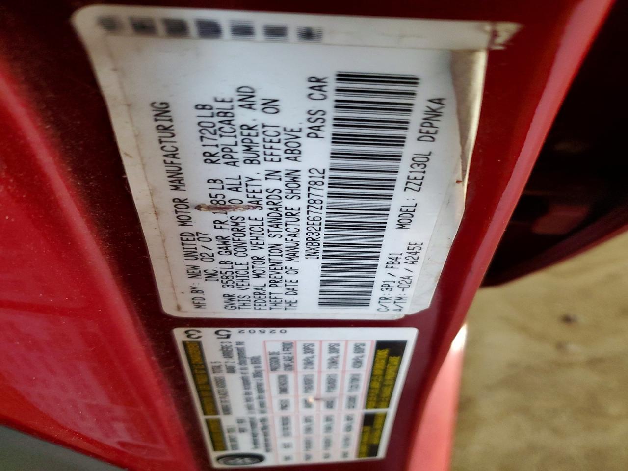 2007 TOYOTA COROLLA