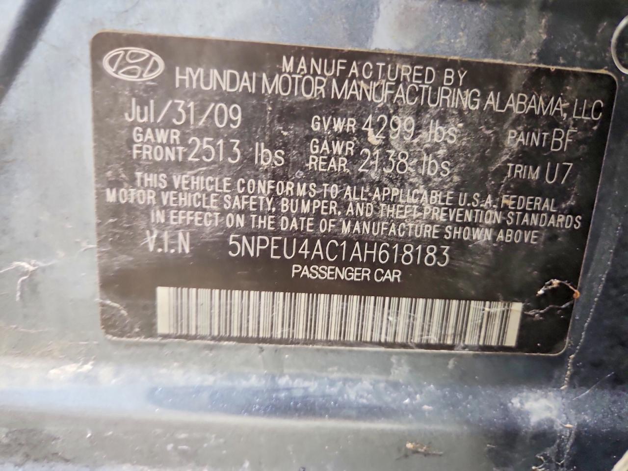 2010 HYUNDAI SONATA