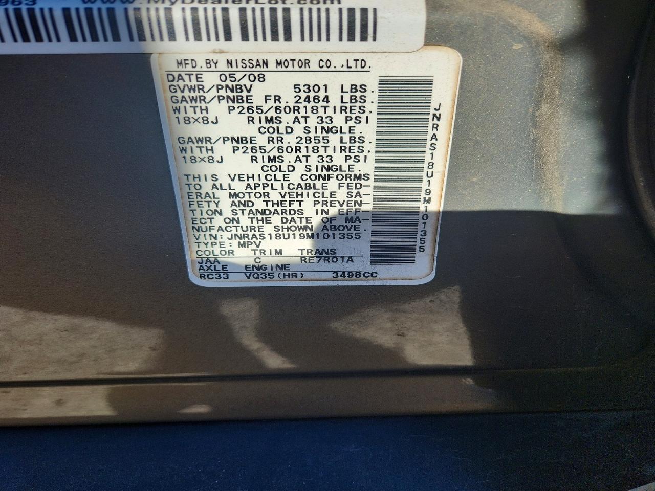 2009 INFINITI FX35