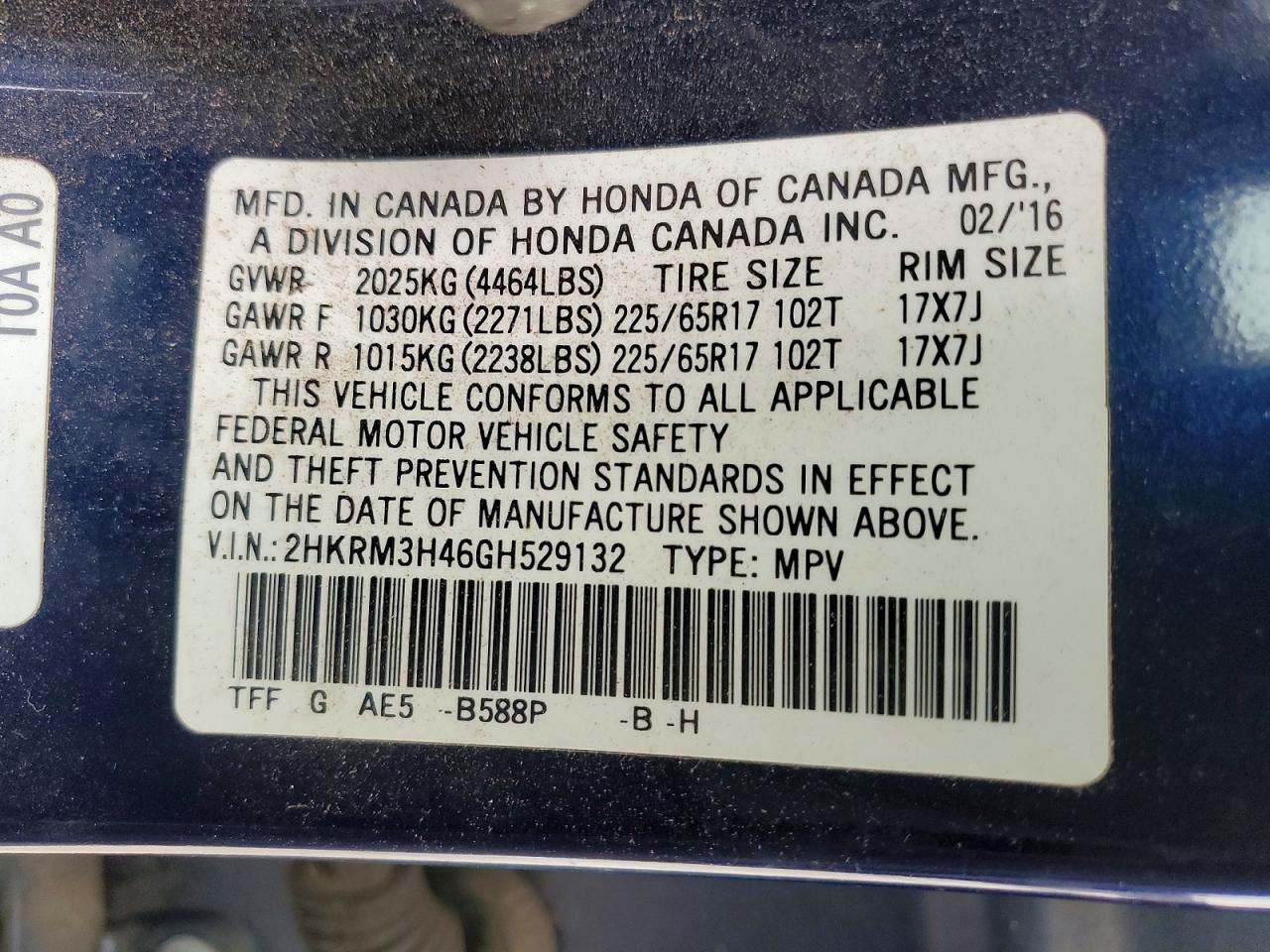 2016 HONDA CR-V