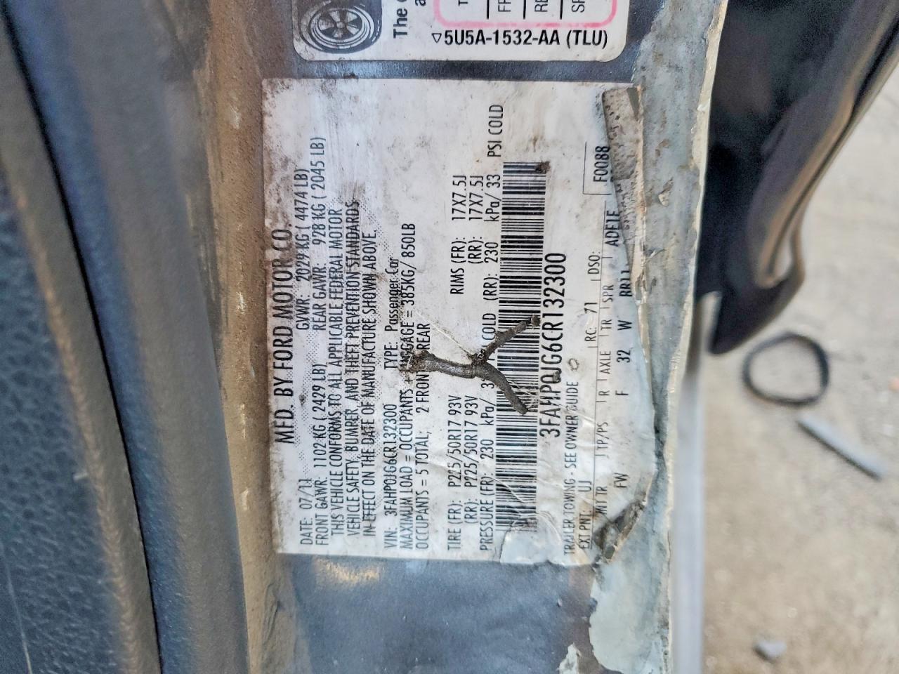 2012 FORD FUSION