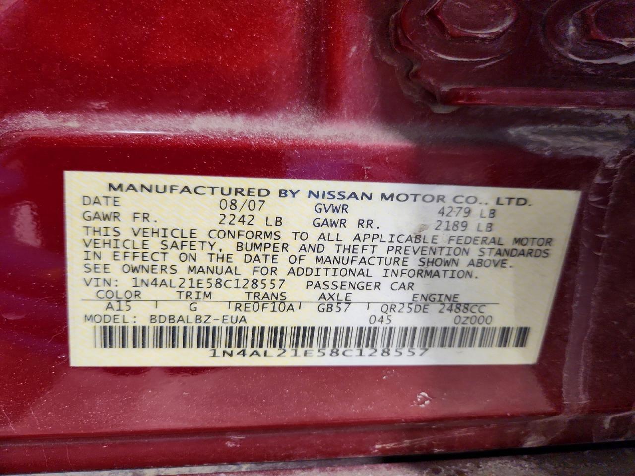 2008 NISSAN ALTIMA