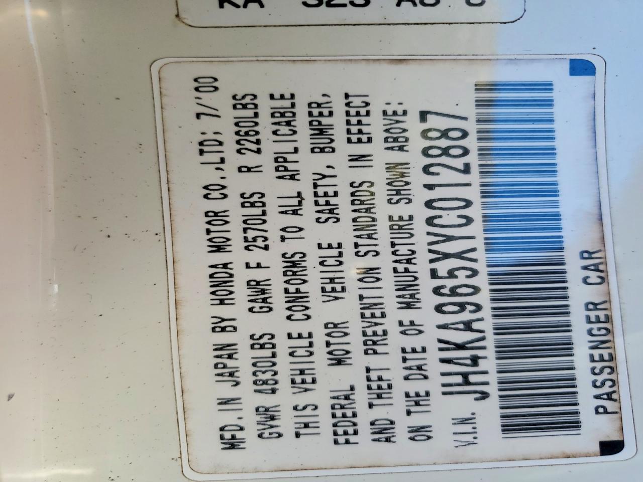 2000 ACURA RL