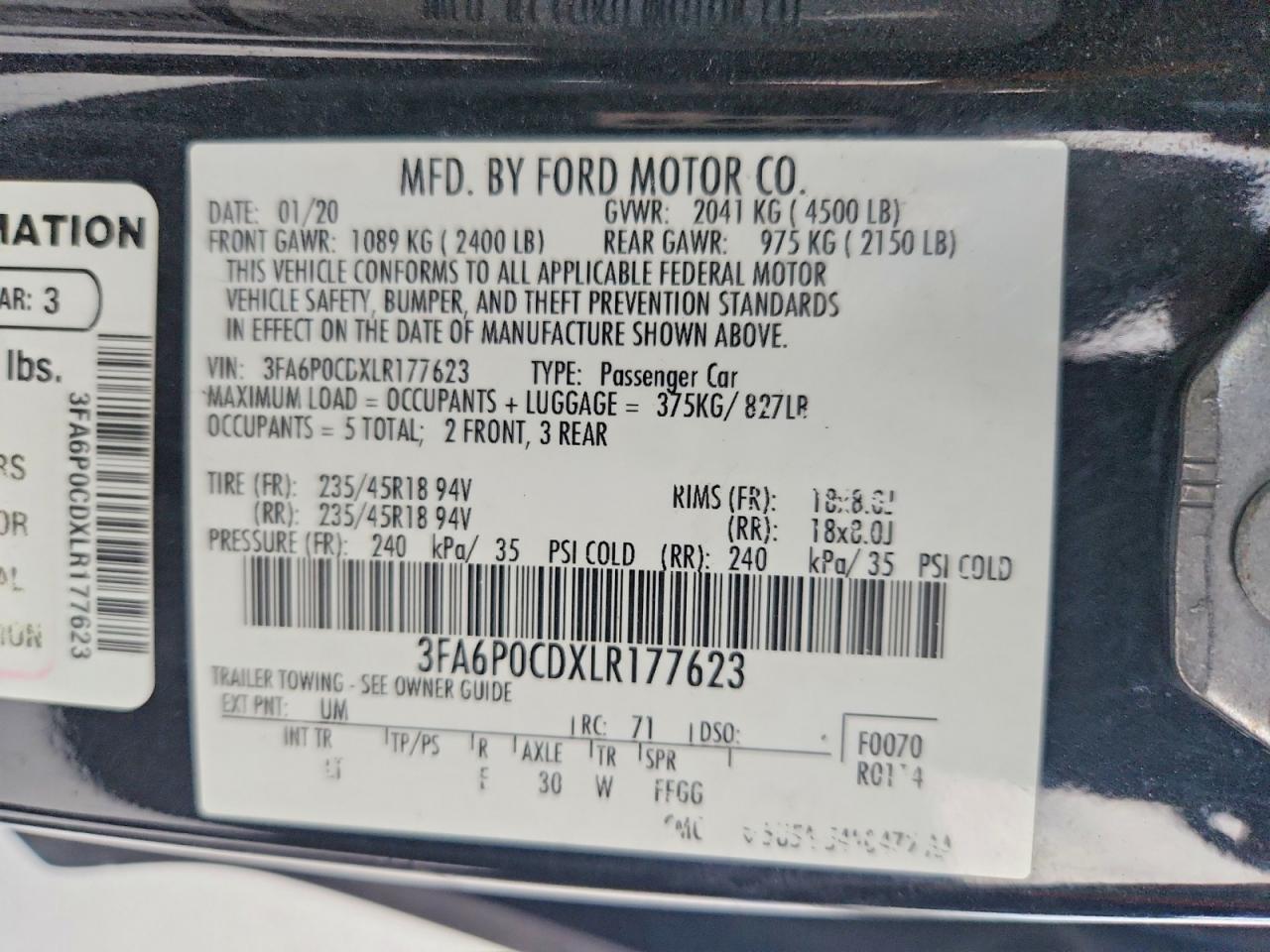 2020 FORD FUSION