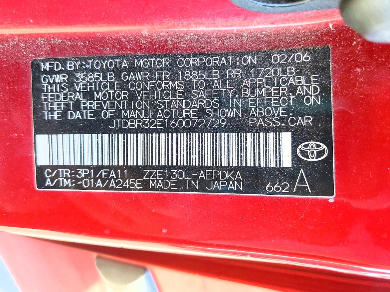 2006 TOYOTA COROLLA