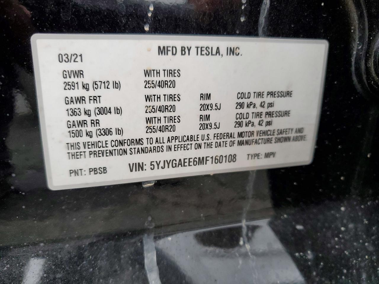 2021 TESLA MODEL Y