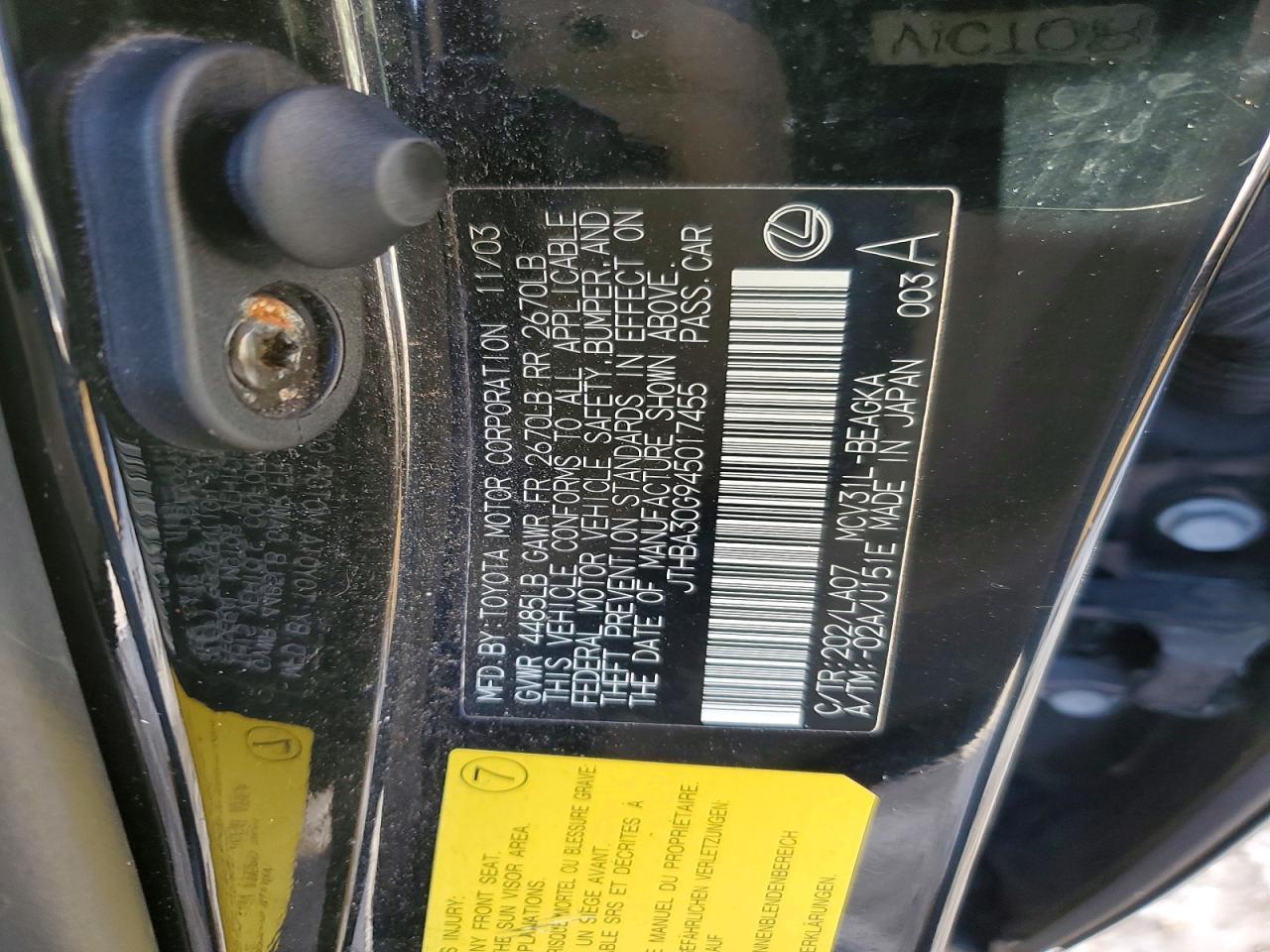 2004 LEXUS ES 330